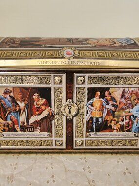 Vintage E. Otto Schmidt Large Biscuit Tin Metal Chest Made In Germany